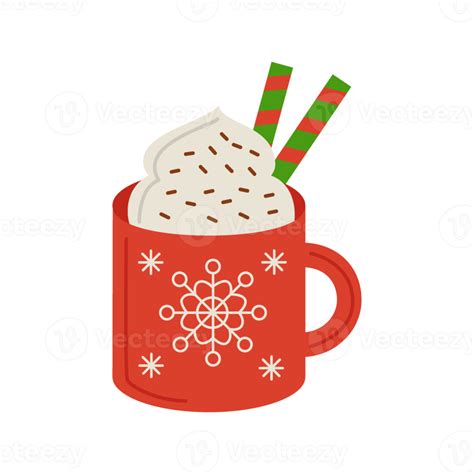 Cartoon red cup with cacao or hot chocolate PNG file with transparent ...