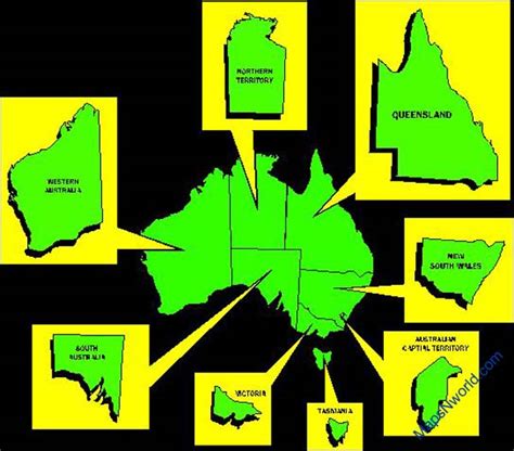 Australia-state-outline political map