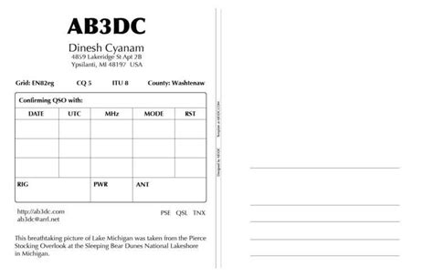 New Qsl Cards Design – Ab3Dc's Ham Radio Blog For Qsl Card Template ...