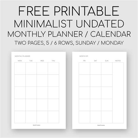 Blank Free Printable Undated Template - Example Calendar Printable