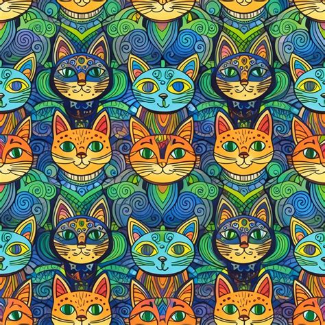 Seamless Cute Cartoon Cat Pattern Free Stock Photo - Public Domain Pictures