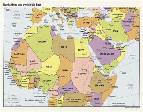 Palmetto Posters 23x18 Laminated Poster: Large political map of north africa and the middle east ...