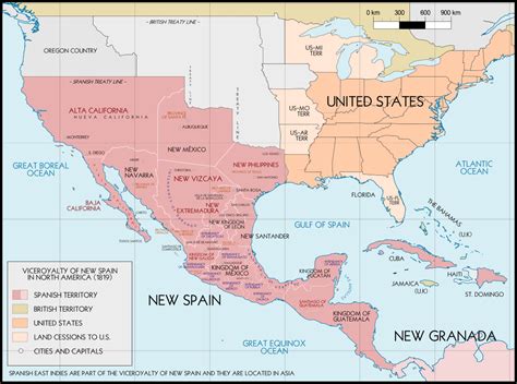 Viceroyalty of New Spain 1819 | New spain, Map, World history lessons