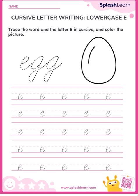 Cursive Letter Writing: Lowercase E — Printable ELA Worksheet