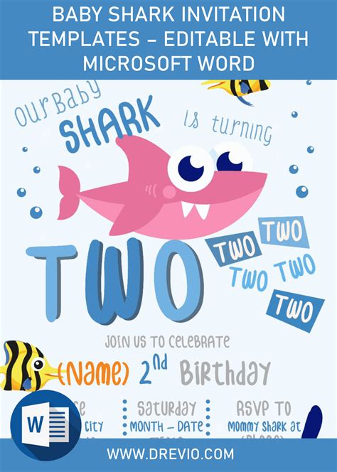 Baby Shark Invitation Templates – Editable With Microsoft Word | Download Hundreds FREE ...