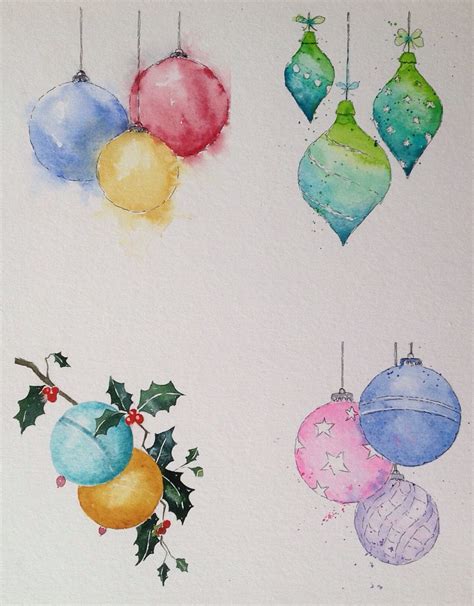 Ideas for watercolour Christmas cards trawled from around the net and demonstrated for my class ...