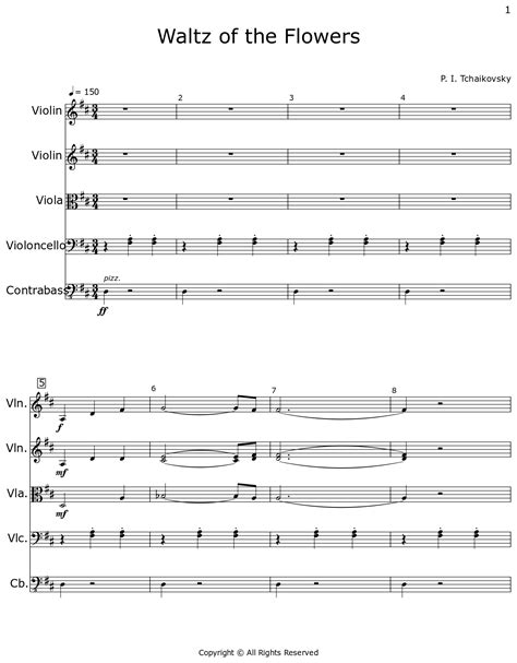 Waltz of the Flowers - Sheet music for Violin, Viola, Cello, Contrabass