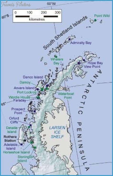 Antarctic Peninsula Map - TravelsFinders.Com