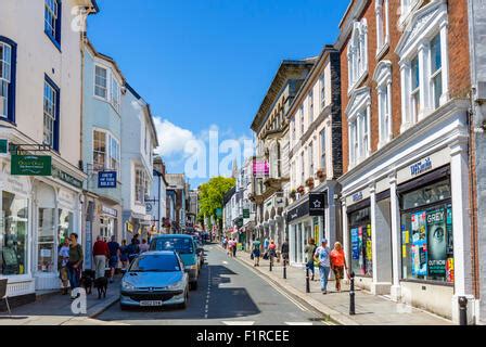 Shops on Fore Street in the town centre, Salcombe, Devon, England, UK Stock Photo - Alamy