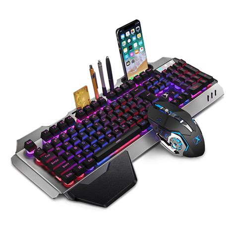 K680 2.4G Wireless Gaming Keyboard & Mouse Set Rechargeable RGB Breathing Backlit Gaming ...