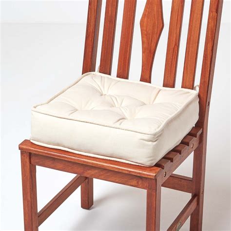 Cream Cotton Dining Chair Booster Cushion