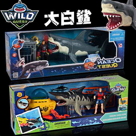 Shark toy set Multi-beautiful deep-sea adventure marine animal model Great white shark mouth ...