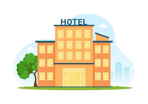 Premium Vector | Skyscraper Hotel Building Flat Cartoon Hand Drawn ...