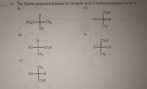 Solved The Fischer projection formula for (S)-lactic acid | Chegg.com