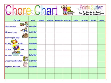 Printable Calendar Chore Chart