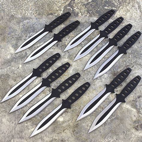 12 PC NINJA THROWING KNIVES SET w/ SHEATH Kunai Combat Tactical Hunting ...