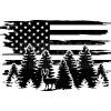 Hunting Deer Flag SVG, Patriotic SVG, Forest Scene SVG, Distressed Flag SVG