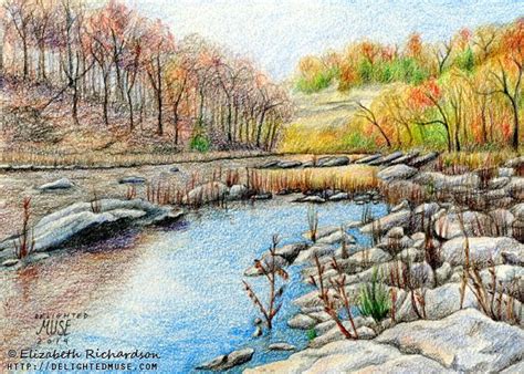 River Colored Pencil Drawing - bestpencildrawing