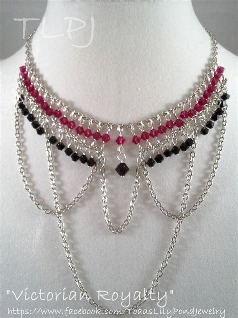 Ruby Necklace: beaded necklace, red and black choker, ruby red necklace, victorian necklace ...