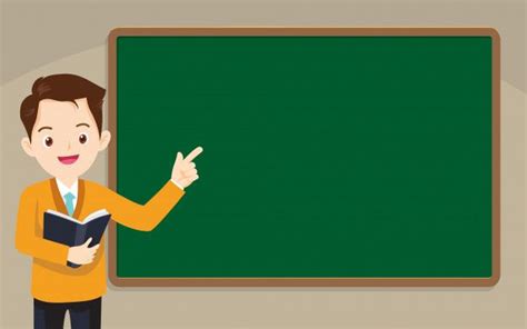 Premium Vector | Teacher standing in front of chalkboard | Teacher cartoon, School powerpoint ...