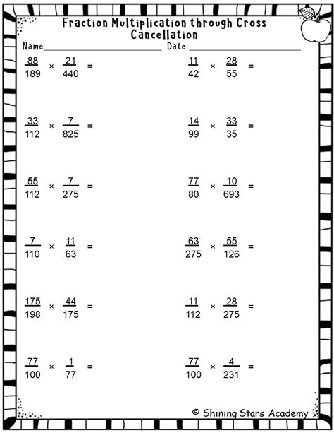 Multiplication through Cross Cancellation Fractions Worksheets Math ...