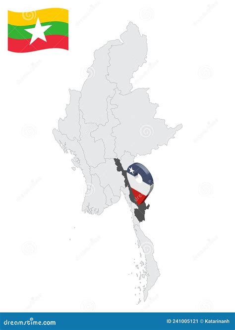 Location Of Kayin State On Map Myanmar. 3d Kayin Flag Map Marker Location Pin. Quality Map With ...