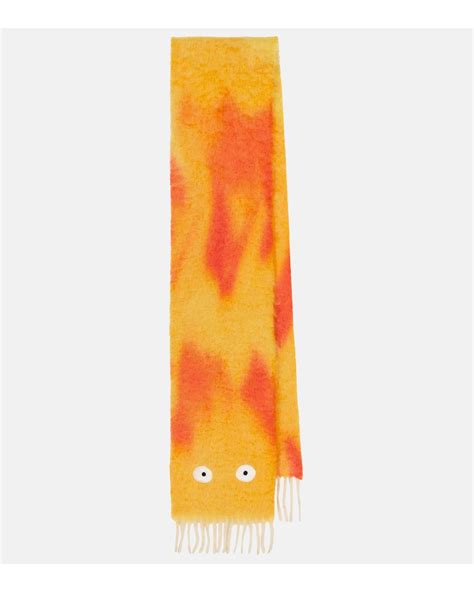 Loewe X Howl's Moving Castle Calcifer Wool And Mohair Scarf in Orange | Lyst UK