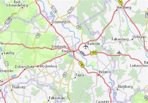 Map of Torgau - Michelin Torgau map - ViaMichelin