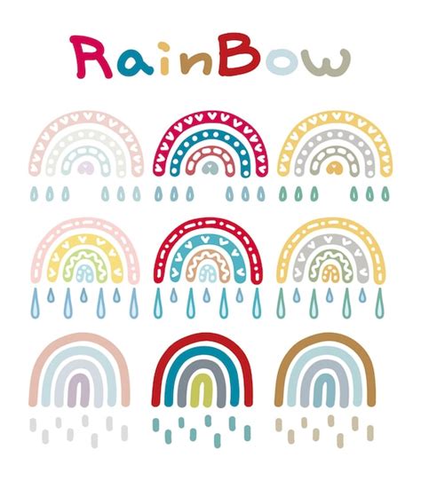 Premium Vector | A rainbow with raindrops and rainbows