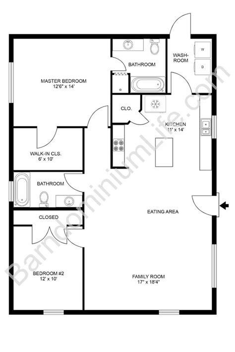 11+ Favorite 2 Bedroom Barndominium Floor Plans | Guest house plans, Cottage floor plans, Small ...