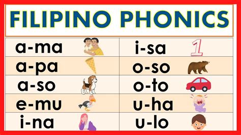 FILIPINO PHONICS 1 / PAGPAPANTIG NG SALITA / PATINIG A E I O U / - YouTube