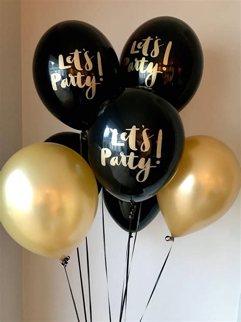 Let's Party Black and Gold Balloon Bouquet Pack of 8