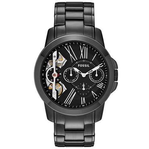 Fossil Mens Grant Black Tone Stainless Steel Bracelet Watch 44mm in Black for Men | Lyst