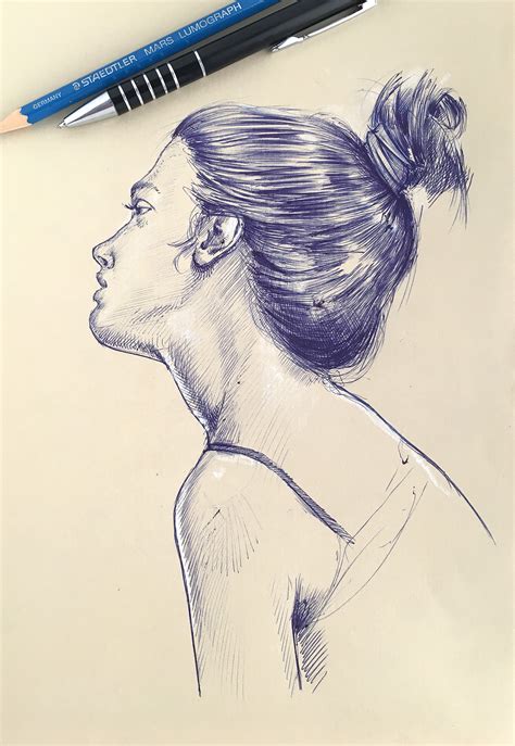 Blue ballpoint pen drawings :: Behance