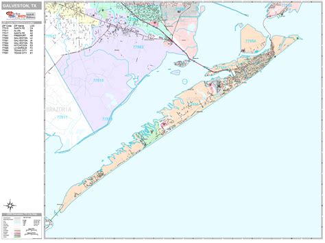 Galveston Texas Wall Map (Premium Style) by MarketMAPS - MapSales