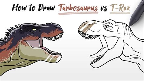 How to Draw Trex (Rexy) vs Tarbosaurus from Jurassic World Camp ...