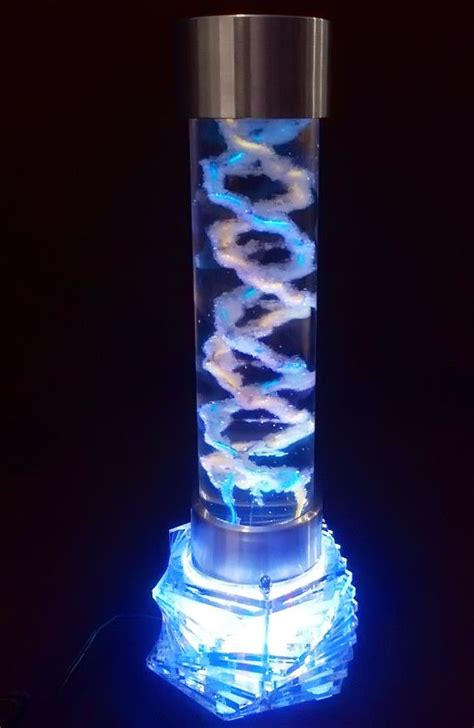 DNA Sculpture Desk Lamp: Grown Crystal, EL-Wire, Acrylic, Silicone and Aluminum Acrylic Tube ...