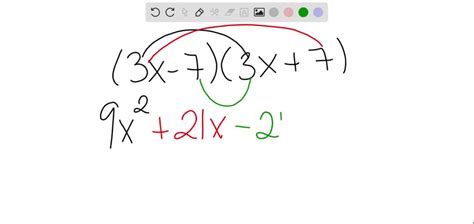 SOLVED:Multiply. (3 x-7)(3 x+7)