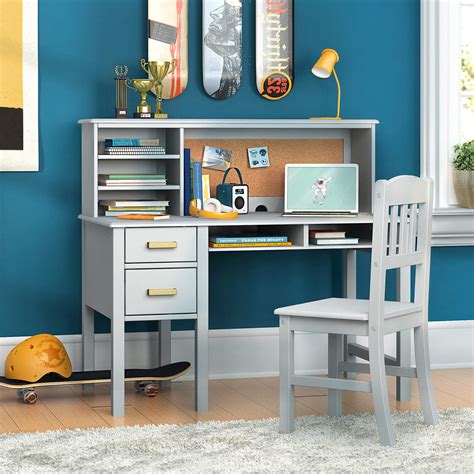 Buy Guidecraft Taiga Desk, Hutch and Chair - Gray: Kids Wooden Computer ...