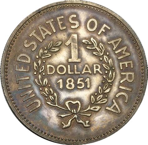 Rare Antique USA United States 1851 One Dollar Indian Head Coin. Explore Now! - Dollars