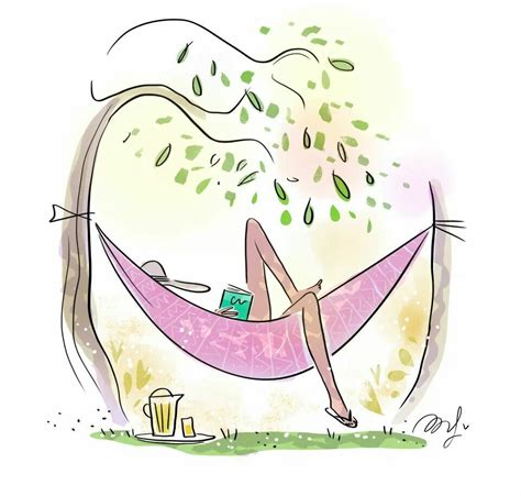 Book, hammock and relaxation! / Libro, amaca e relax! - Art by Magalie ...