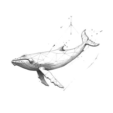 Minimalist Whale And Geometric Drawing, Minimalist, Lines, Art PNG ...