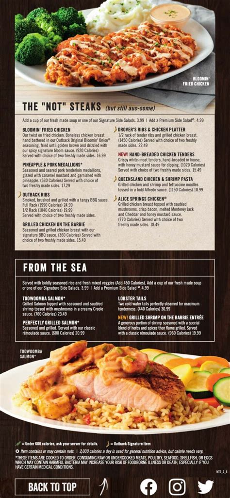 Outback Steakhouse Menu With Prices and Pictures (2024)