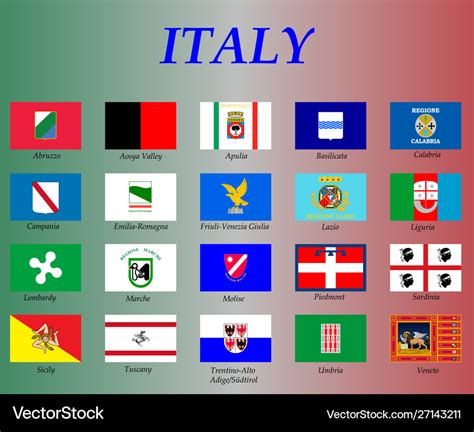 All flags italy regions Royalty Free Vector Image