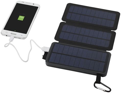 Black 8,000 mAh Solar Power Bank with Dual Panels - POWERCHARGERS