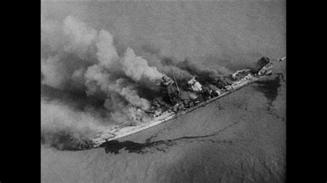 Aerial photo of Admiral Graf Spee burning after being scuttled by her own crew just outside ...