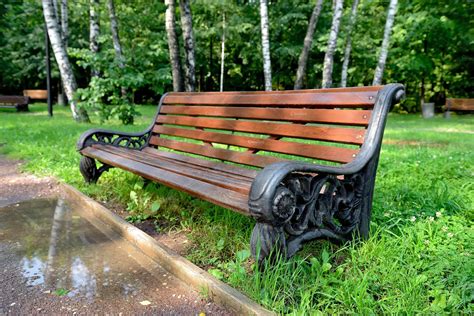 Wooden park bench after the rain | Holiday Stock Photos ~ Creative Market