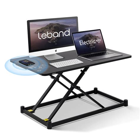 Buy Leband Electric Standing Desk Converter with Wireless Charging and 2 USB Ports, 34'' Height ...