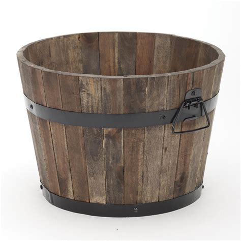 Thames Wooden Barrel Planter - 37cm | Wyevale Garden Centres | Wood ...