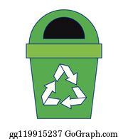 280 Trash Can Recycle Symbol Blue Lines Clip Art | Royalty Free - GoGraph